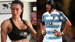 La fisicoculturista Pamela Pombo y el ex Puma Patricio Albacete denunciado por violencia de género.