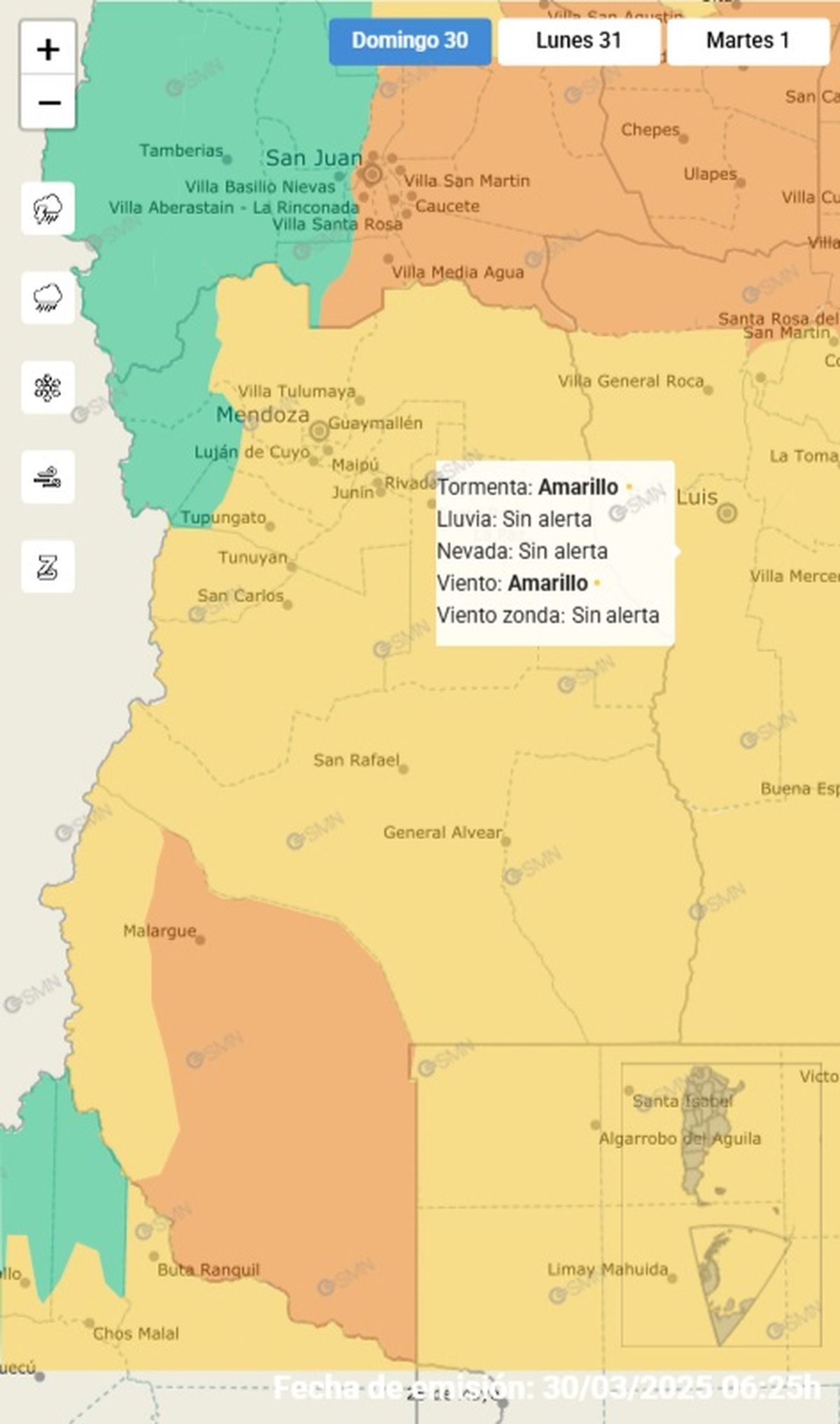 Este es el único departamento en alerta Este es el único departamento en alerta