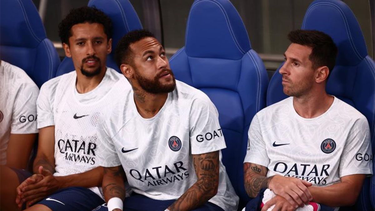 Marquinhos, Neymar y Messi, estaban en el banco del PSG.