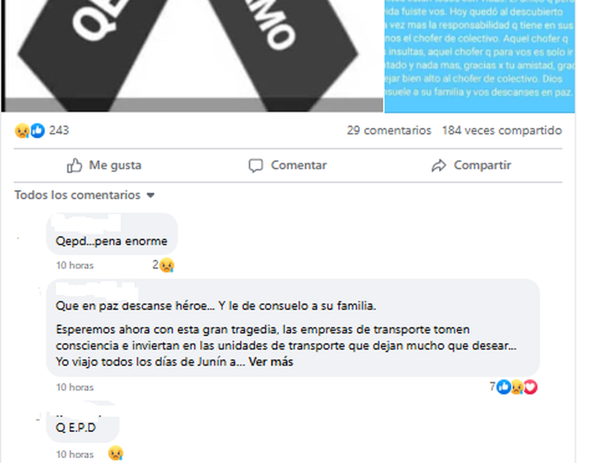 Posteos de facebook por la tragedia en la que un chofer chocó contra un árbol en el Parque General San Martín. Posteos de facebook por la tragedia en la que un chofer chocó contra un árbol en el Parque General San Martín.