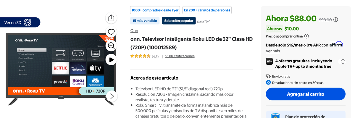 Televisor de oferta en Walmart. Televisor de oferta en Walmart.