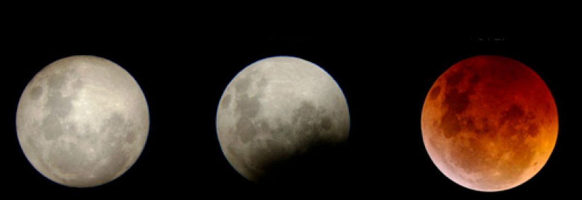 De izquierda a derecha, eclipse penumbral, parcial y total lunar. De izquierda a derecha, eclipse penumbral, parcial y total lunar.