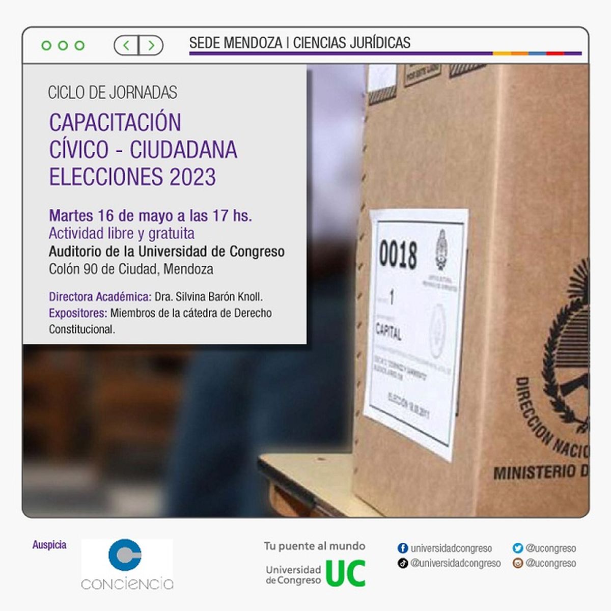 El ciclo es libre y gratuito para público en general. Se desarrollará el martes 16 de mayo a las 17 hs.