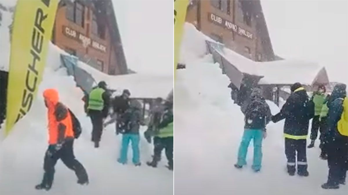 El desprendimiento de una enorme masa de nieve tapó por completo al nene.