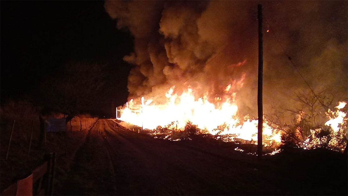 Impresionante incendio en campos de la zona Oeste de Alvear