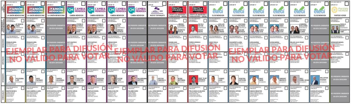 La boleta con que se votará en Tupungato.