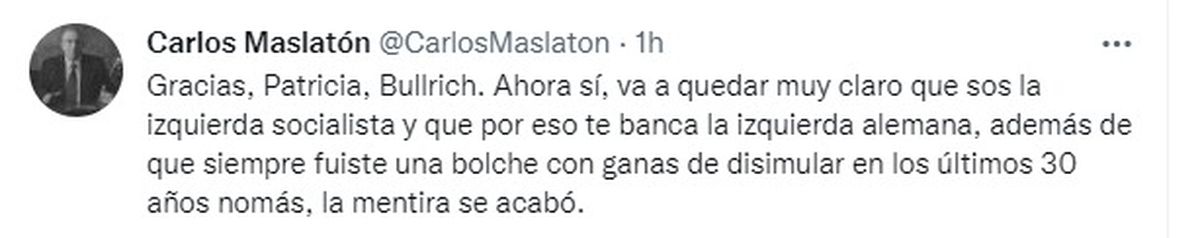 El tuit del liberal Carlos Maslatón tras el comunicado de Juntos por el Cambio.