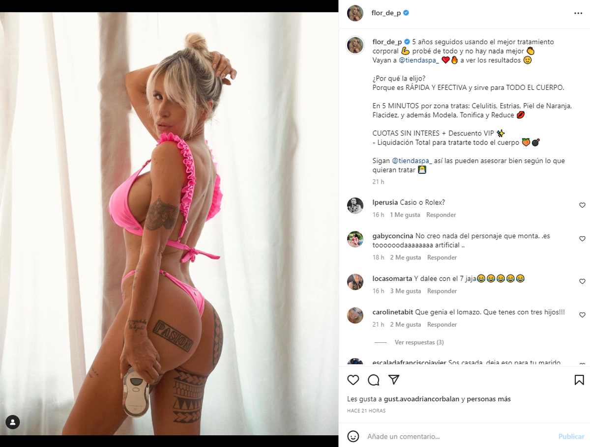 El posteo publicitario de Florencia Peña que logró las reacciones de sus followers.