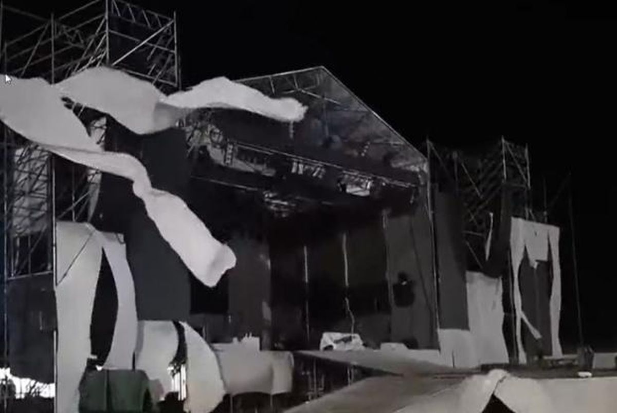 Así quedó el escenario donde se iba a realizar la Vendimia de La Paz.