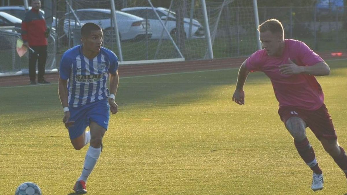 Cristian Nievas está en plena acción en el Kalundborg de Dinamarca.