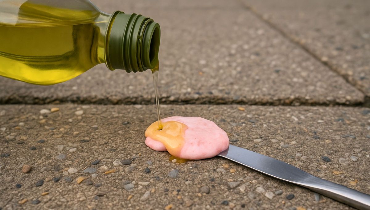 Ahora ya lo sabes, antes de raspar el piso para quitar el chicle, mejor usa aceite Ahora ya lo sabes, antes de raspar el piso para quitar el chicle, mejor usa aceite