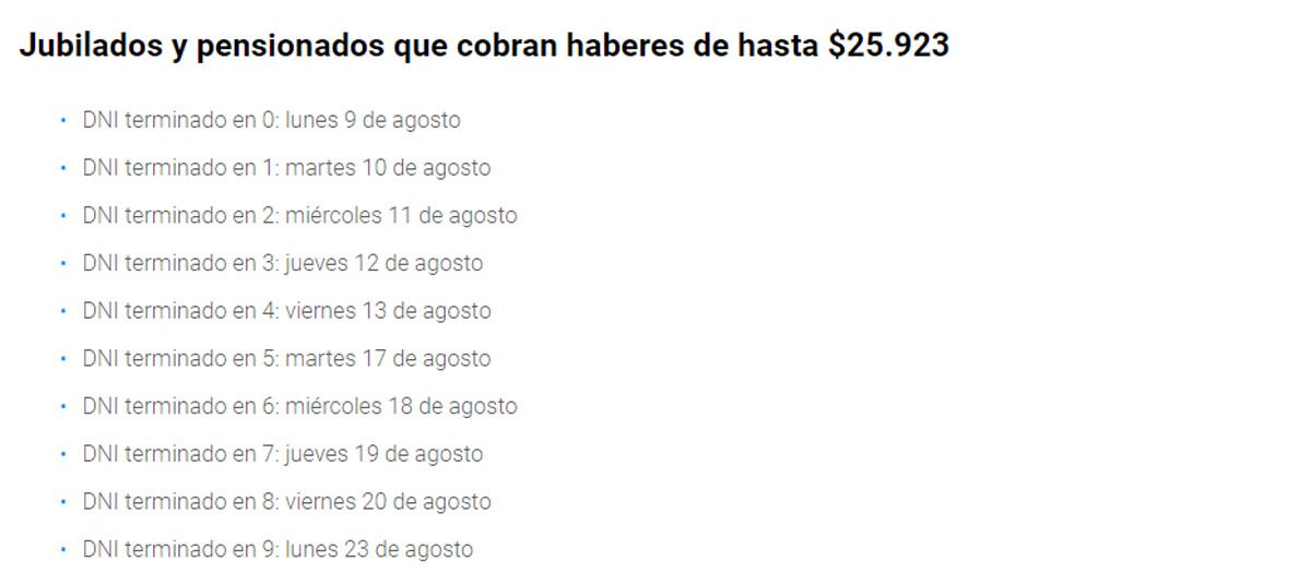 Calendario de pago de agosto de ANSES: Jubilados y pensionados cobrarán con sus haberes un bono extra