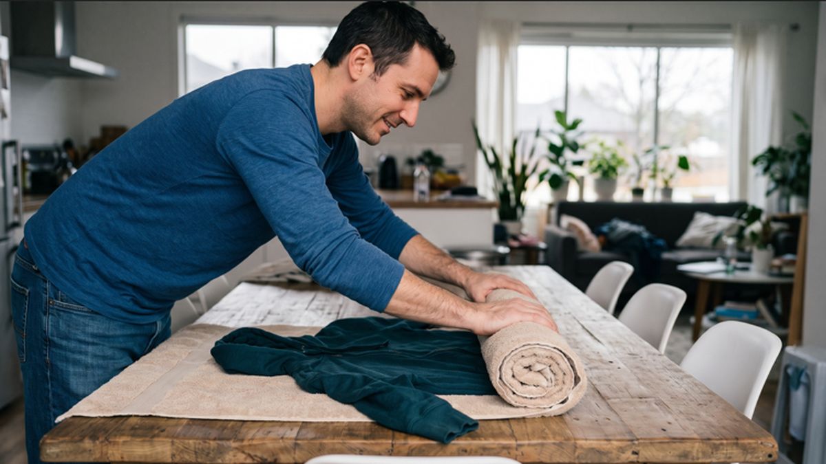 El truco de envolver la ropa en un toallón suele ser muy efectivo para acelerar los tiempos de secado. El truco de envolver la ropa en un toallón suele ser muy efectivo para acelerar los tiempos de secado.