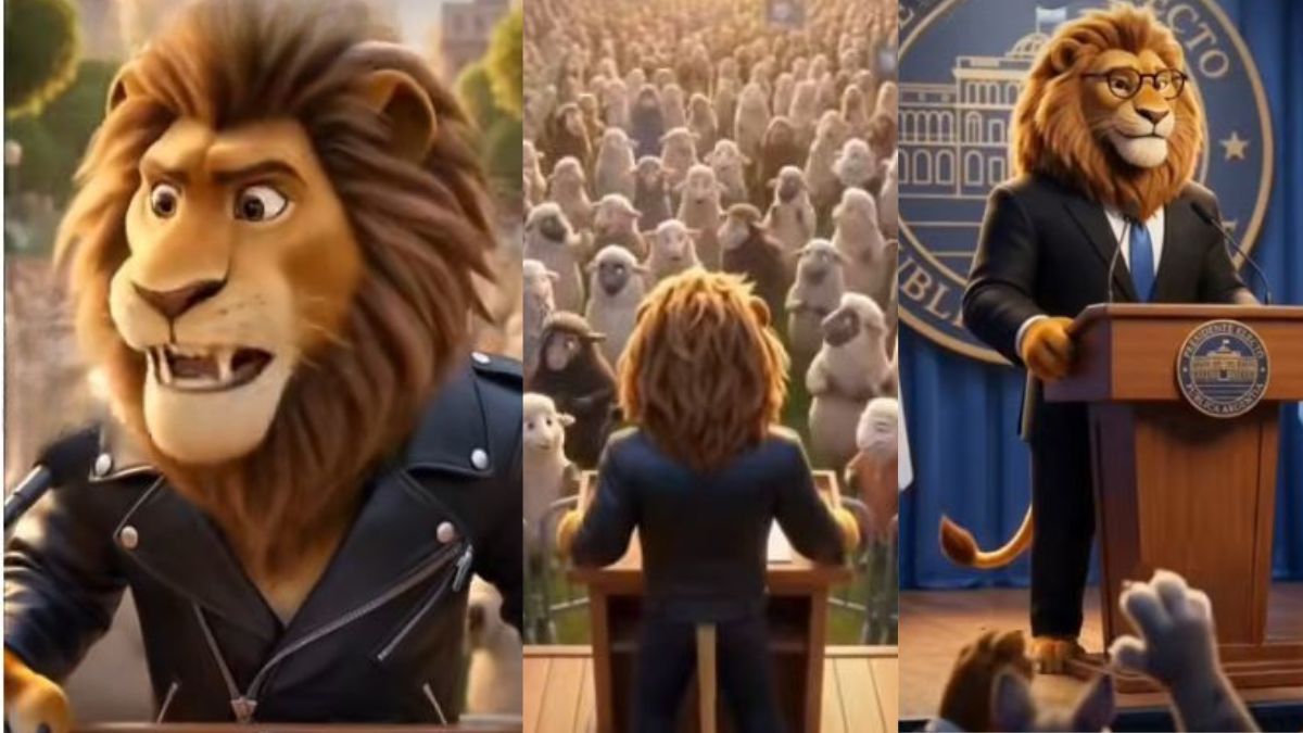 Milei compartió un video con IA donde los políticos son animales y él es un león superhéroe