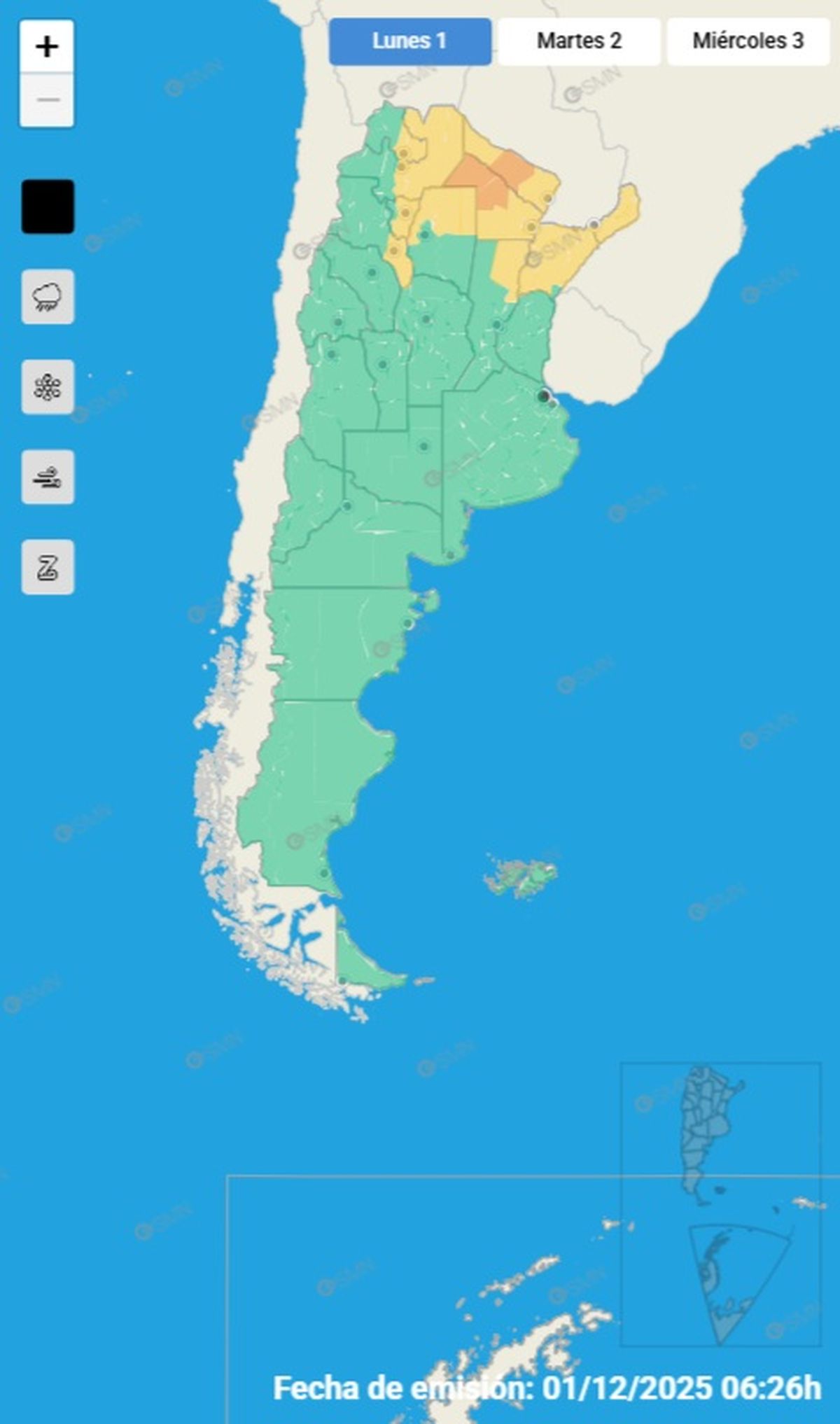 Estas son las provincias en alerta por fuertes tormentas.