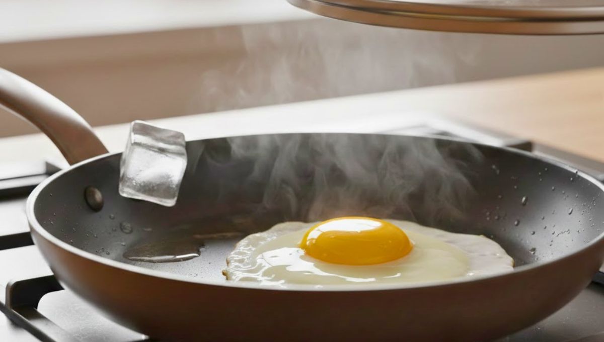 Colocar un cubo de hielo al freír huevos: por qué recomiendan hacerlo y para qué sirve