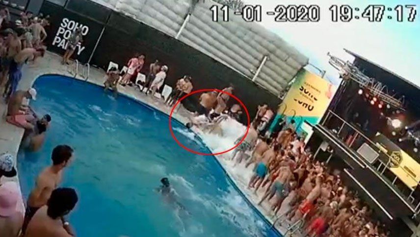 Video del accidente: se tiró de cabeza en una pool party en Carlos Paz y quedó en coma