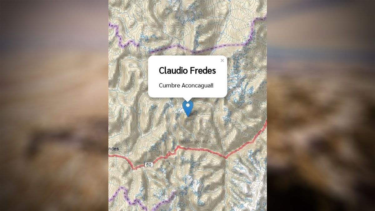 Así fue como se vio la notificación satelital del momento en que los dos andinistas mendocinos estaban en la cumbre del Aconcagua el 28 de julio. Así fue como se vio la notificación satelital del momento en que los dos andinistas mendocinos estaban en la cumbre del Aconcagua el 28 de julio.
