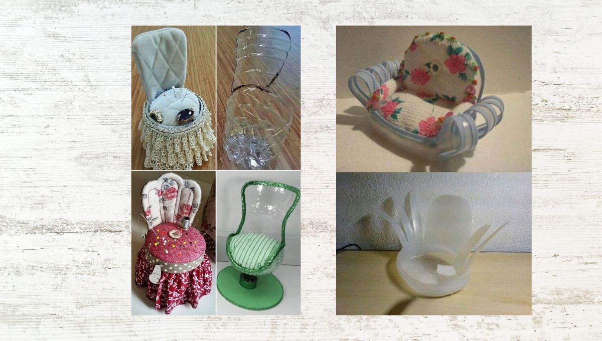 Las botellas de plástico pueden convertirse en sillones para las muñecas. Las botellas de plástico pueden convertirse en sillones para las muñecas. 