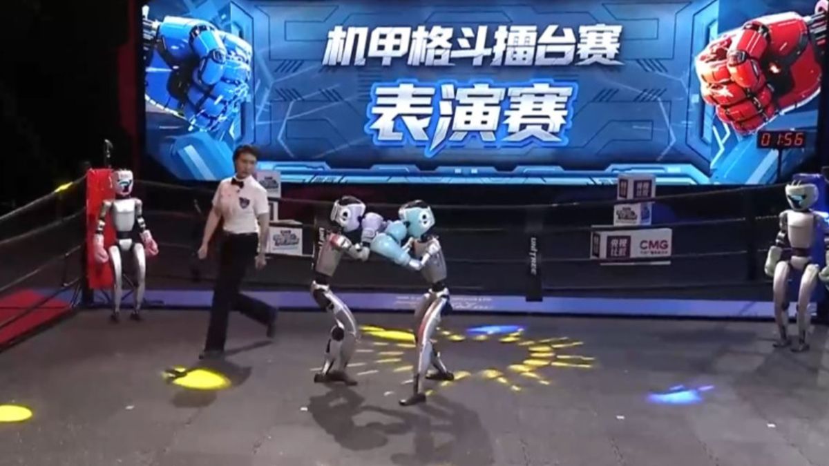 El primer combate de boxeo de robots humanoides se realizó en China con máquinas que cuentan con articulaciones El primer combate de boxeo de robots humanoides se realizó en China con máquinas que cuentan con articulaciones