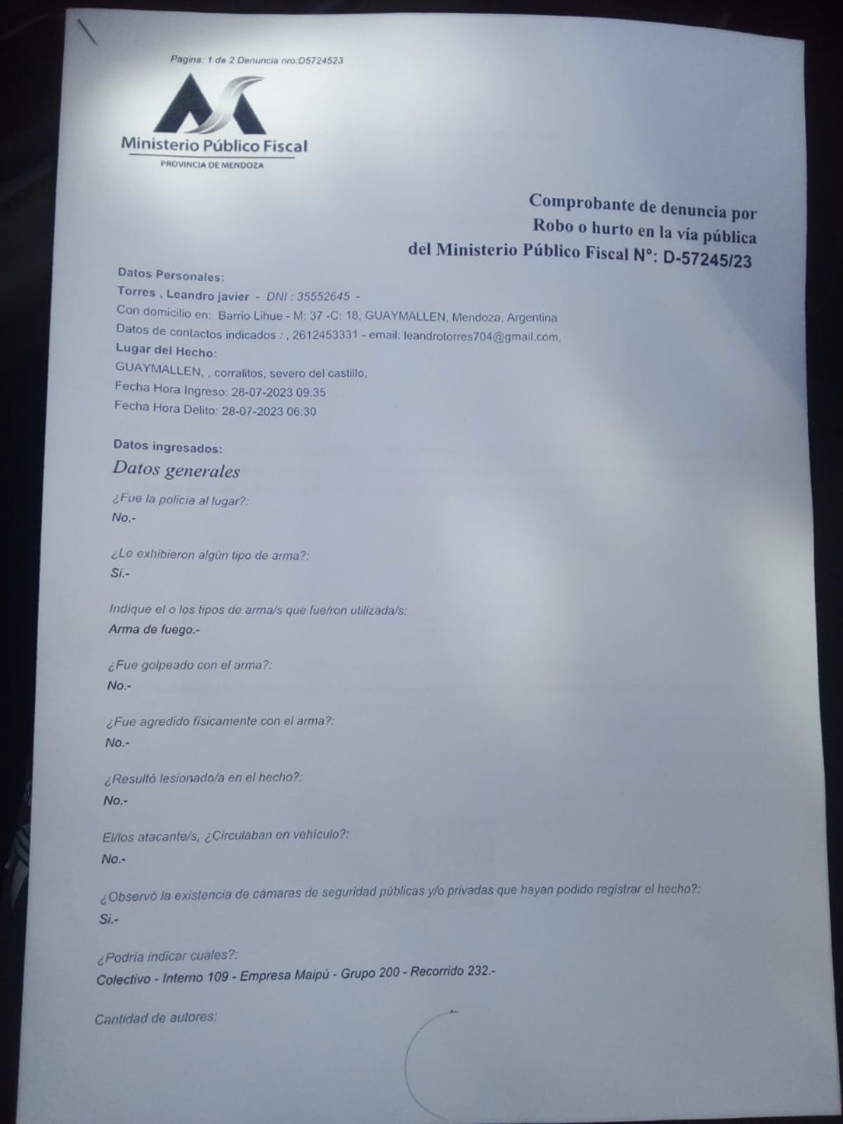 La denuncia de los choferes.