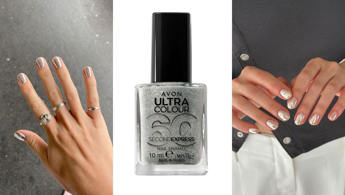 Manicura futurista, donde abunda el color plateado y el brillo. Manicura futurista, donde abunda el color plateado y el brillo.