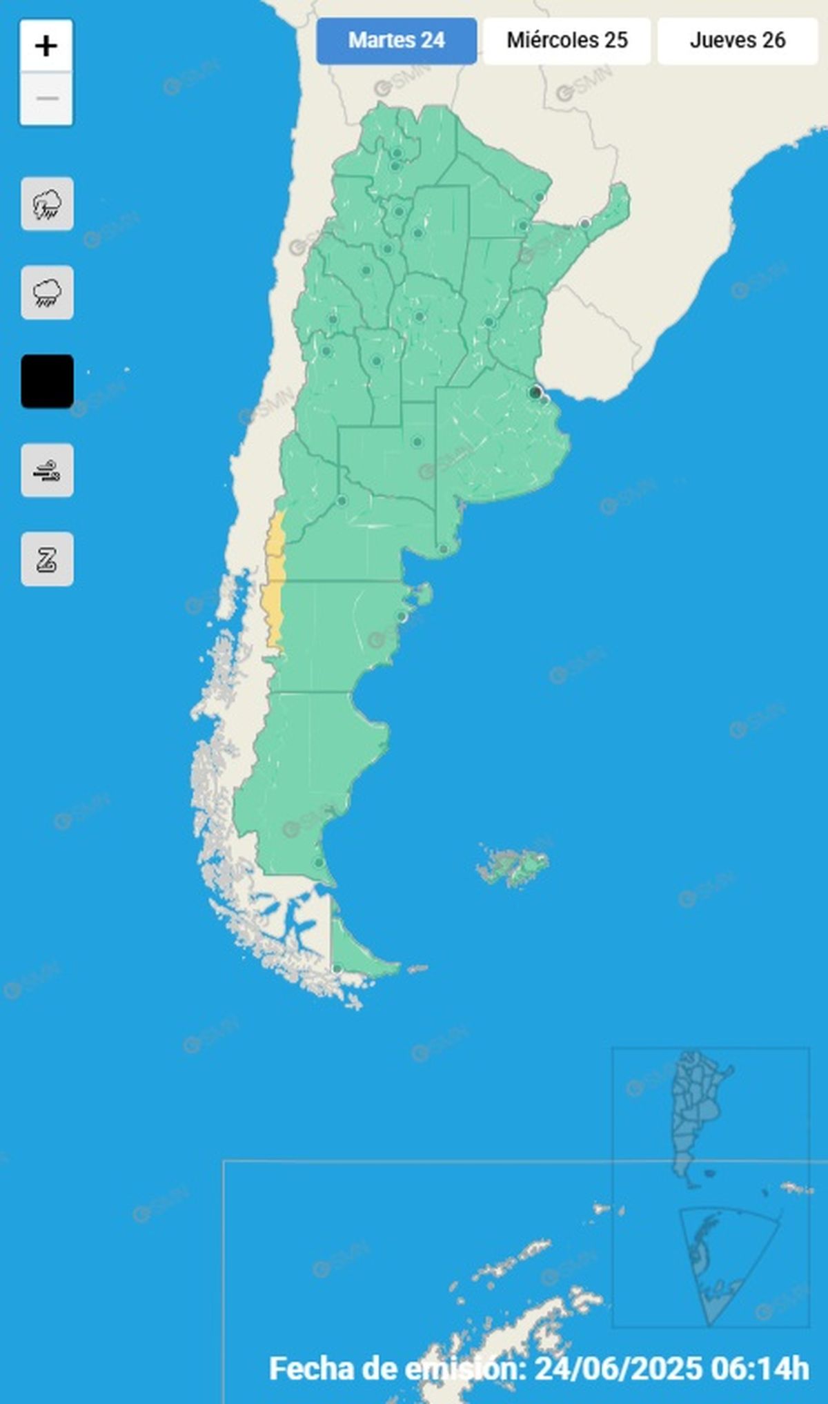 Estas son las provincias en alerta Estas son las provincias en alerta