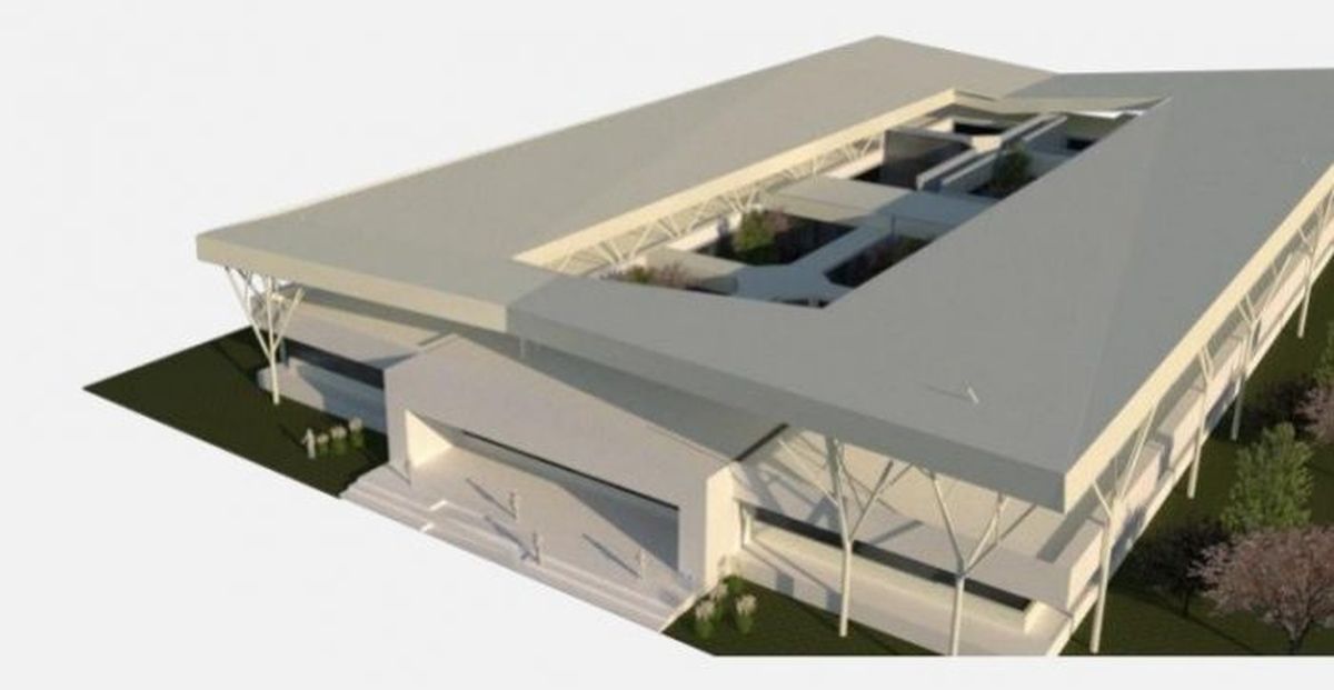 Maqueta del Polo Judicial de Tunuyán. Las obras están 28% avanzadas.