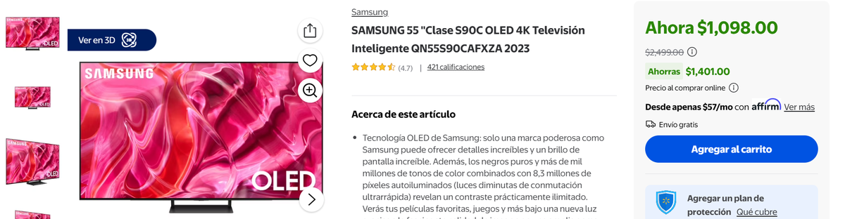 Este televisor de Samsung tiene un descuento insuperable en Walmart. Este televisor de Samsung tiene un descuento insuperable en Walmart.