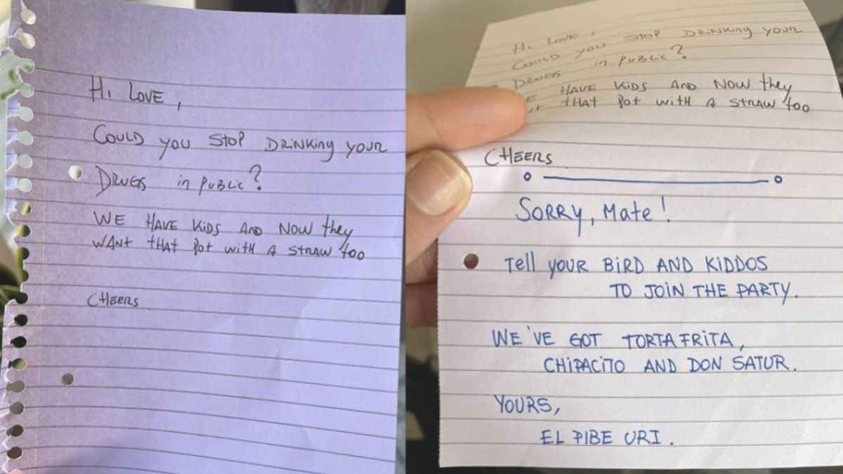 El vecino le envió una nota al joven argentino que vive en Inglaterra y que tomaba mate