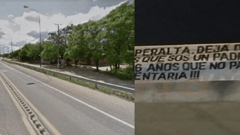 Su ex no paga la cuota alimentaria y lo escrachó con un pasacalle