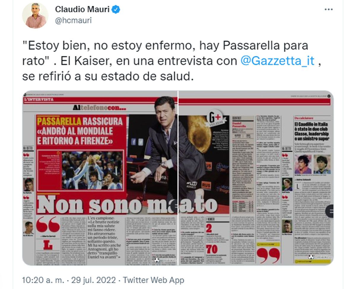 La nota de La Gazzetta dello Sport recorrió las redes sociales