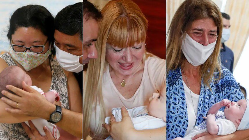 Papás argentinos pudieron conocer a sus bebés en Ucrania en un emotivo encuentro
