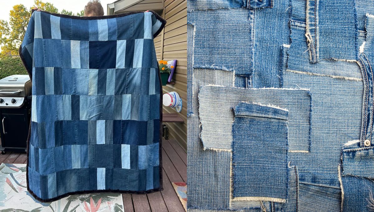 Crea un acolchado de invierno con retazos de jeans.&nbsp;