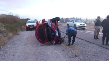 Una mujer chocó su auto contra un caballo y por esquivarla otro conductor volcó en la ruta 40
