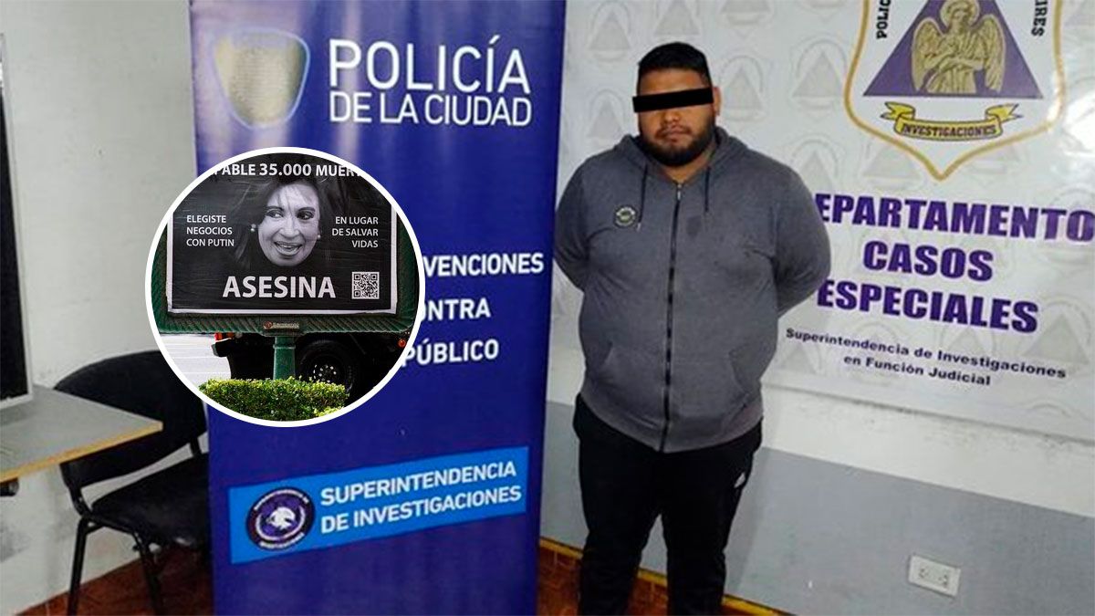 Detuvieron a tres personas sospechadas de pegar los afiches contra la vicepresidenta Cristitan Kirchner.