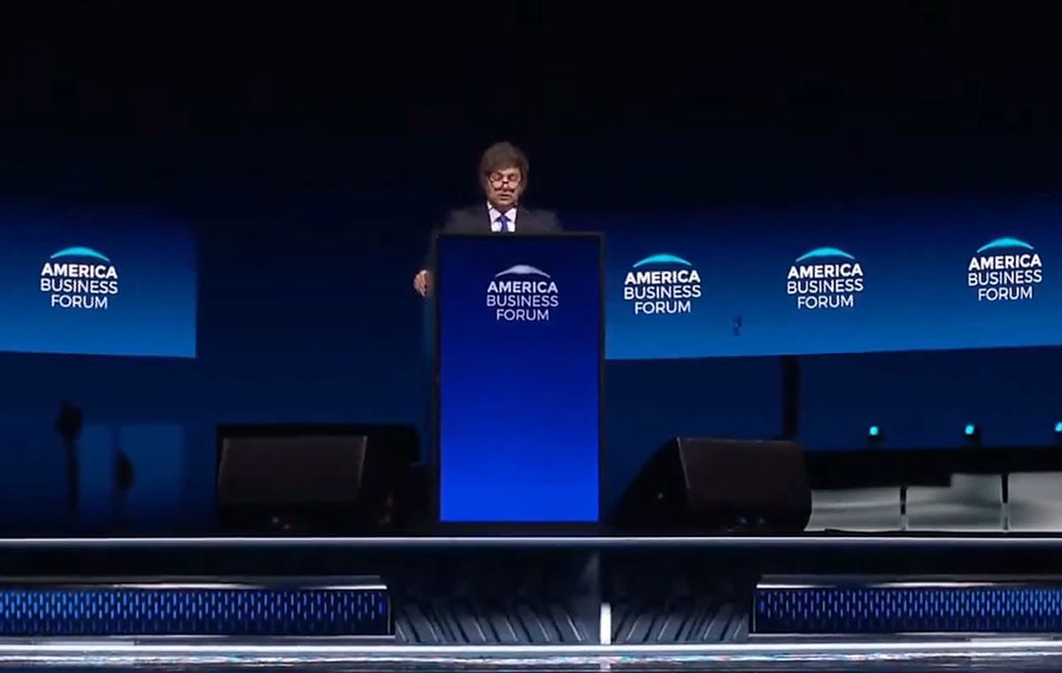 El presidente Javier Milei durante su discurso en la America Business Forum. El presidente Javier Milei durante su discurso en la America Business Forum.