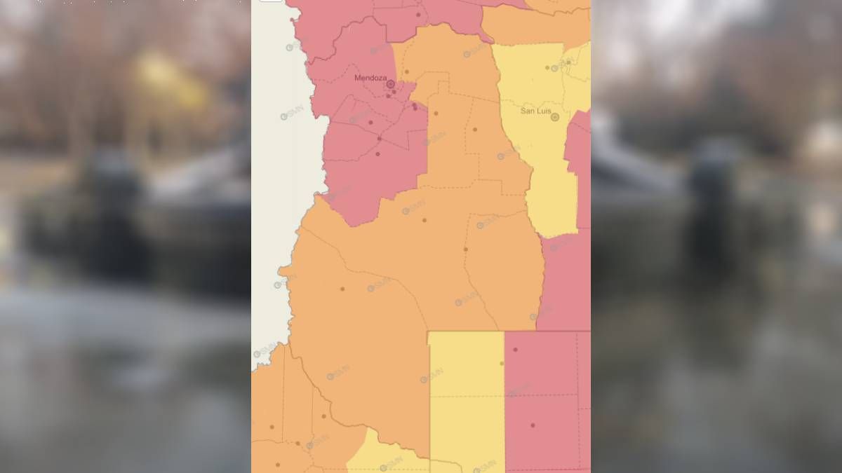 El Gran Mendoza, la cordillera y el Valle de Uco está bajo alerta roja por el frío extremo, mientras que el resto de la provincia tiene alerta naranja.