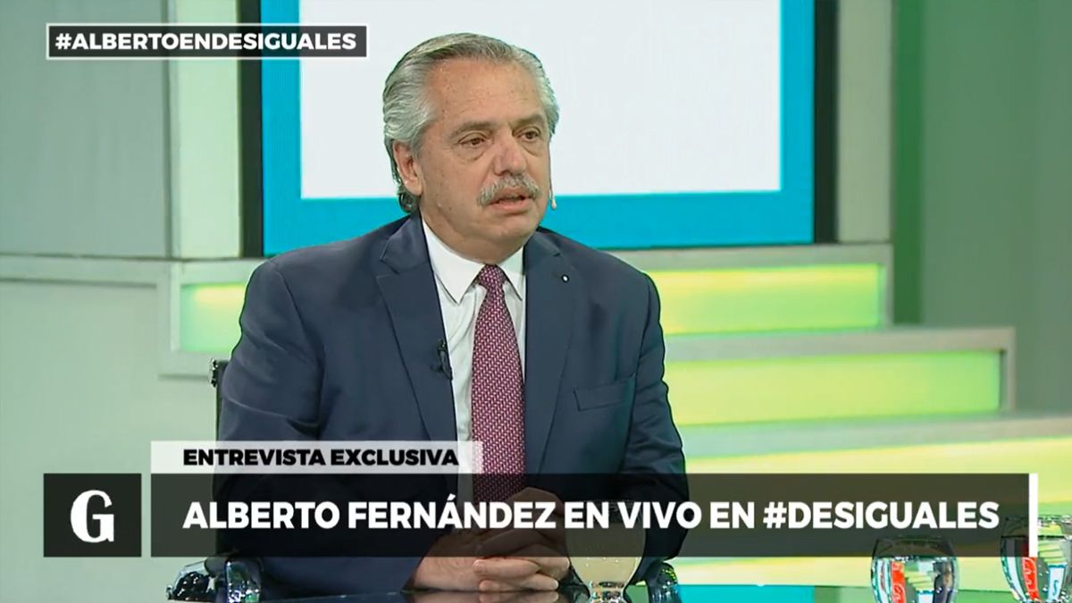 Alberto Fernández durante la entrevista en la Televisión Pública.