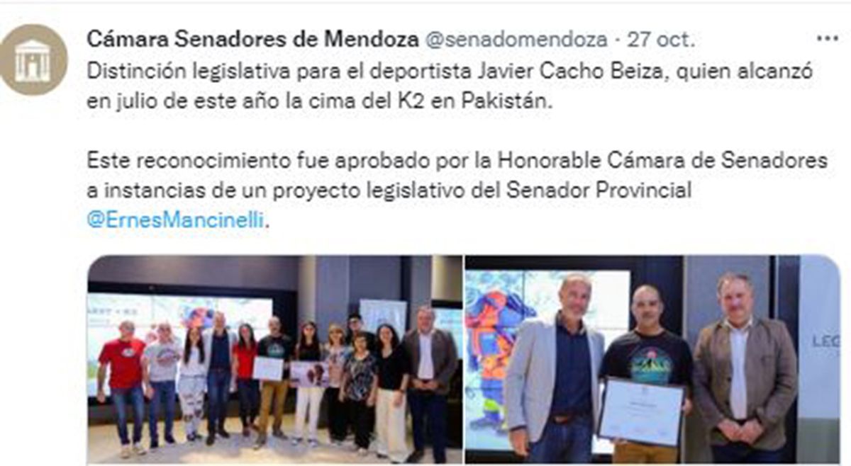 Mendocino destacado: el reconocimiento a Beiza en la Legislatura.