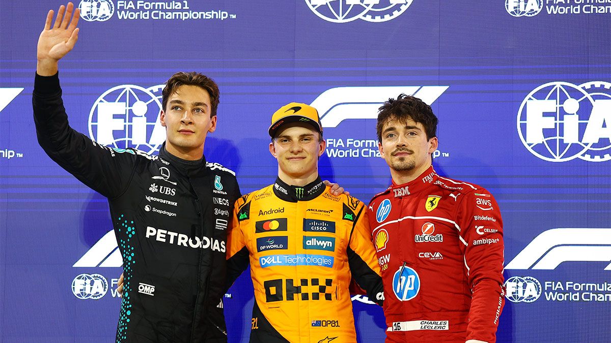 Russell, Piastri y Leclerc.