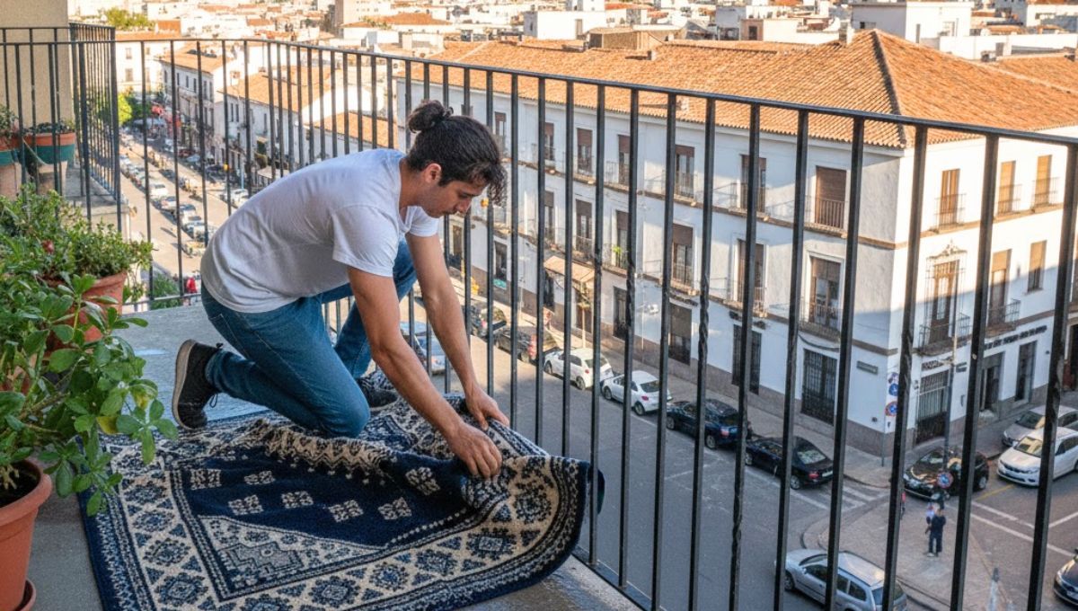 Colocar una alfombra mojada en el balcón: por qué recomiendan hacerlo y para qué sirve