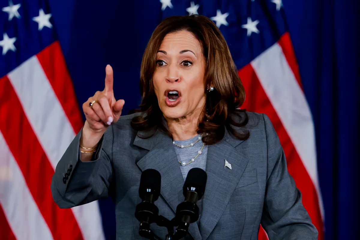 La vicepresidenta de Estados Unidos, Kamala Harris, durante la campaña electoral. Crédito: EFE/EPA/Erik S. Lesser.