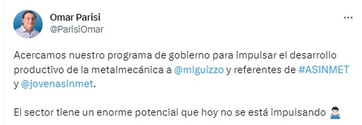 Parisi destacó la reunión en sus redes sociales.