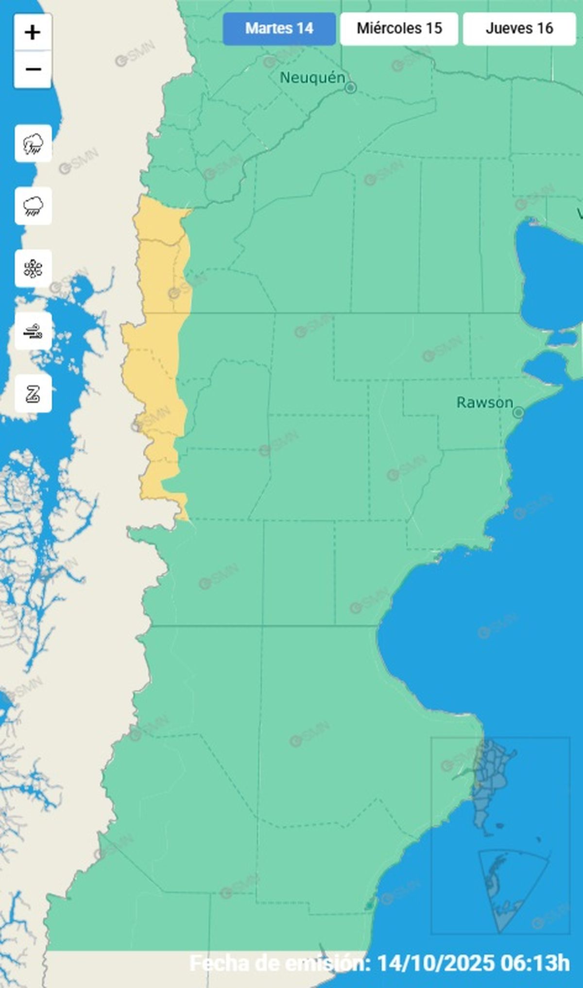 Estas son las provincias afectadas por las fuertes lluvias y vientos.