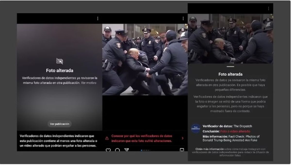 Todas aquellas publicaciones “sospechosas” se visualizarán previamente con un filtro difuminado sobre la imagen con el mensaje “foto alterada”
