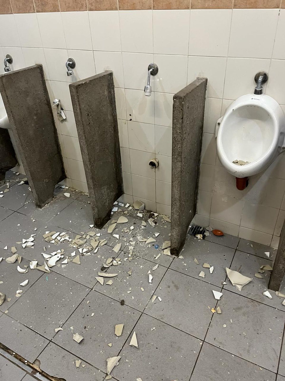 Arrancaron los mingitorios en uno de los baños. Deberán pagar 3,5 millones de pesos. Arrancaron los mingitorios en uno de los baños. Deberán pagar 3,5 millones de pesos.