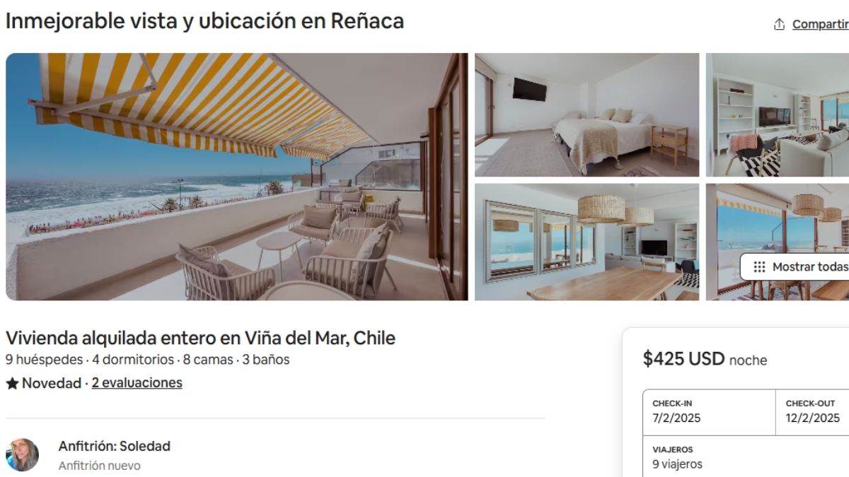 El lujoso y caro alojamiento en Reñaca. Fuente: AirBnB. El lujoso y caro alojamiento en Reñaca. Fuente: AirBnB.