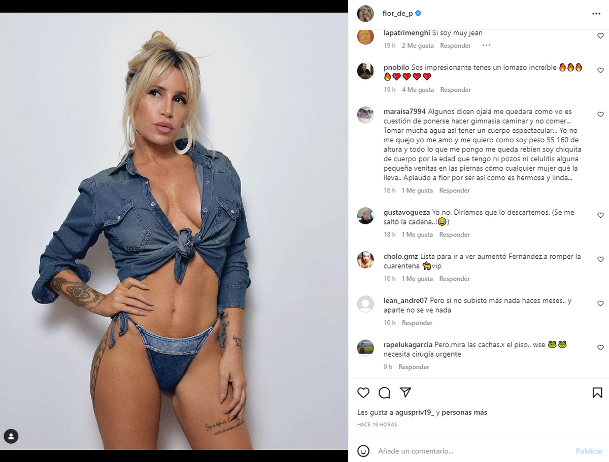 El posteo de Florencia Peña que generó la recriminación de un seguidor.