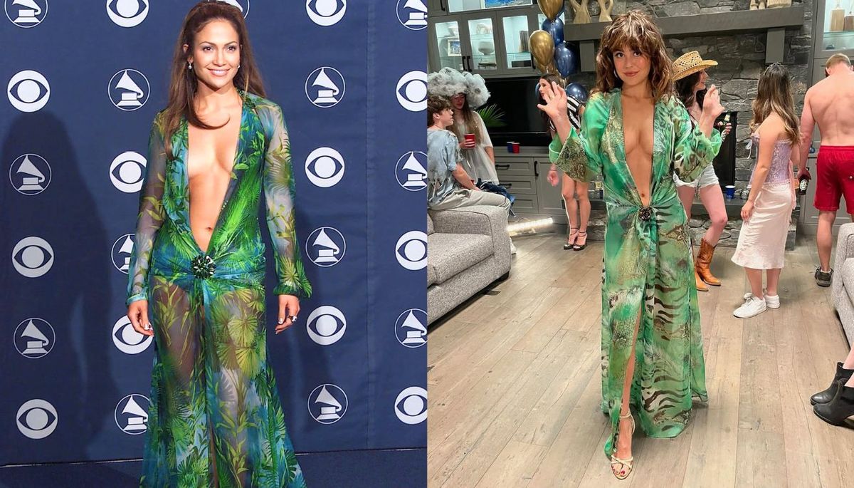 Mika Abdalla y Jennifer Lopez luciendo un vestido similar. Imagen: Instagram.